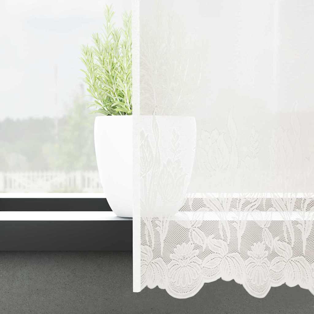 vidaXL Κουρτίνες με κουρτίνες Floral Λευκό 1200 x 240 εκ. Πολυεστέρας