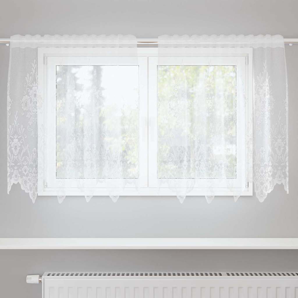 vidaXL Κουρτίνες με κουρτίνες Floral Λευκό 150 x 100 cm Πολυεστέρας