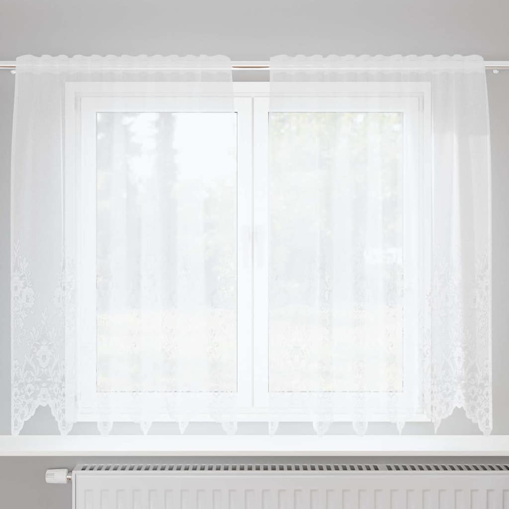 vidaXL Κουρτίνες με κουρτίνες Floral Λευκό 150 x 140 εκ. Πολυεστέρας