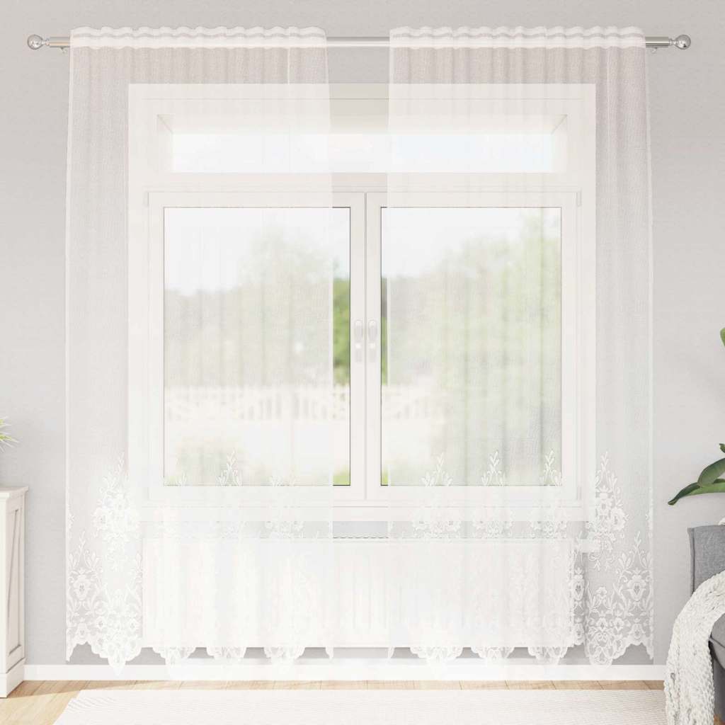 vidaXL Κουρτίνες με κουρτίνες Λευκό 150 x 200 cm Πολυεστέρας