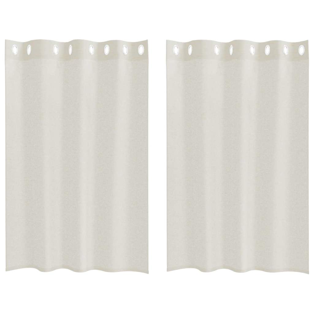 vidaXL Κουρτίνες με κουρτίνες 2 pcs Κρεμ 140 x 140 εκ. Πολυεστέρας
