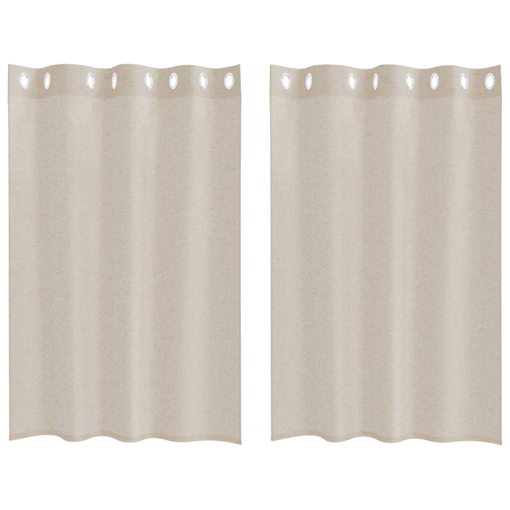 vidaXL Κουρτίνες με κουρτίνες 2 pcs Άμμος 140 x 140 εκ. Πολυεστέρας