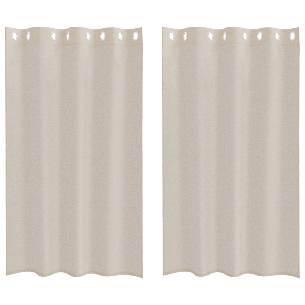 vidaXL Κουρτίνες με κουρτίνες 2 pcs Άμμος 140 x 175 εκ. Πολυεστέρας