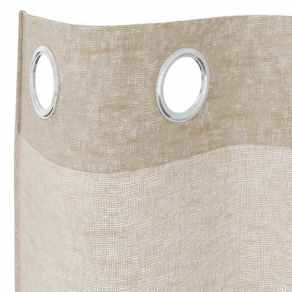 vidaXL Κουρτίνες με κουρτίνες 2 pcs Άμμος 140 x 245 εκ. Πολυεστέρας