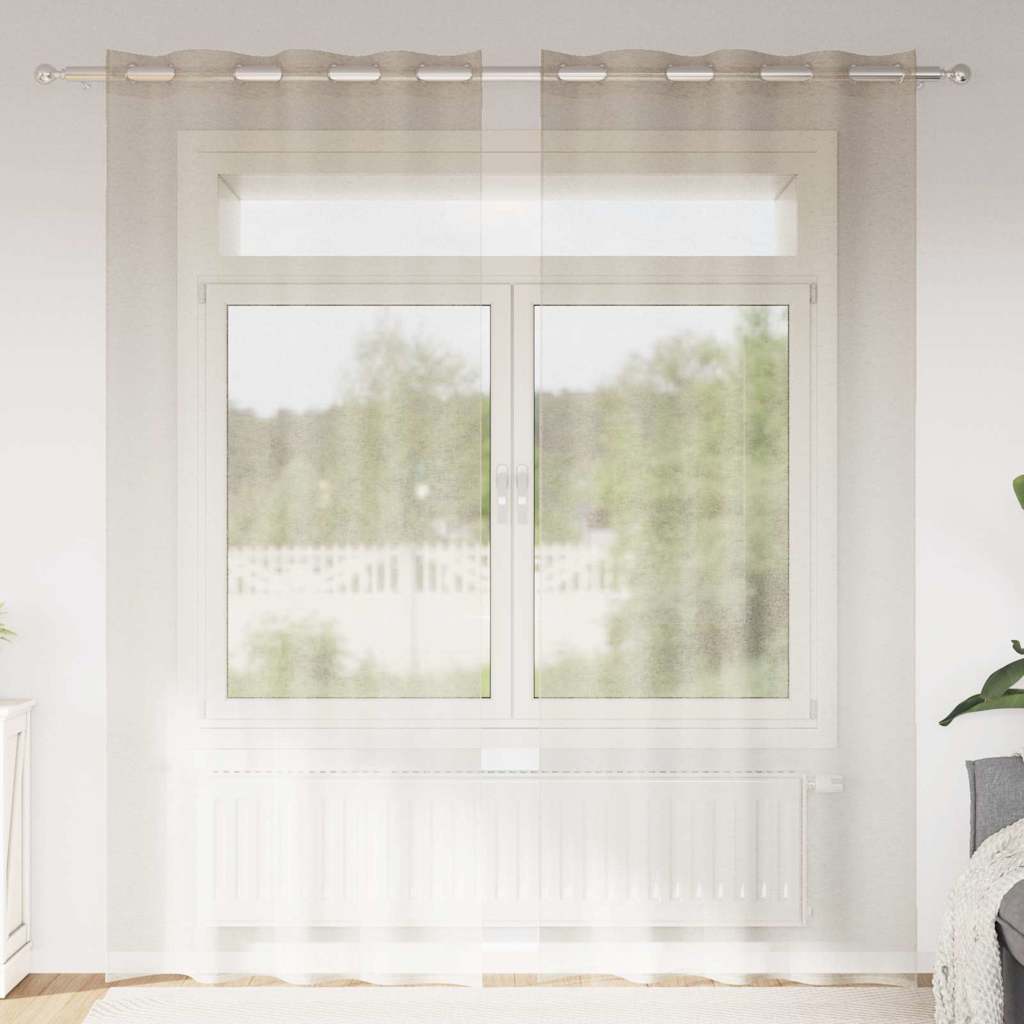 vidaXL Κουρτίνες με κουρτίνες 2 pcs Άμμος 140 x 245 εκ. Πολυεστέρας
