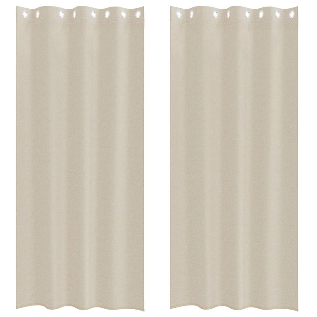 vidaXL Κουρτίνες με κουρτίνες 2 pcs Άμμος 140 x 245 εκ. Πολυεστέρας