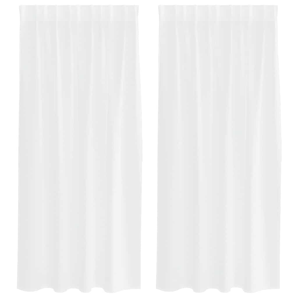 vidaXL Κουρτίνες με κουρτίνες 2 pcs Λευκό 140 x 175 εκ. Πολυεστέρας