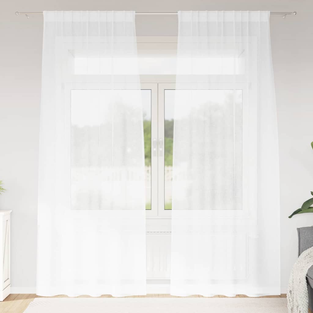 vidaXL Κουρτίνες με κουρτίνες 2 pcs Λευκό 140 x 225 cm Πολυεστέρας