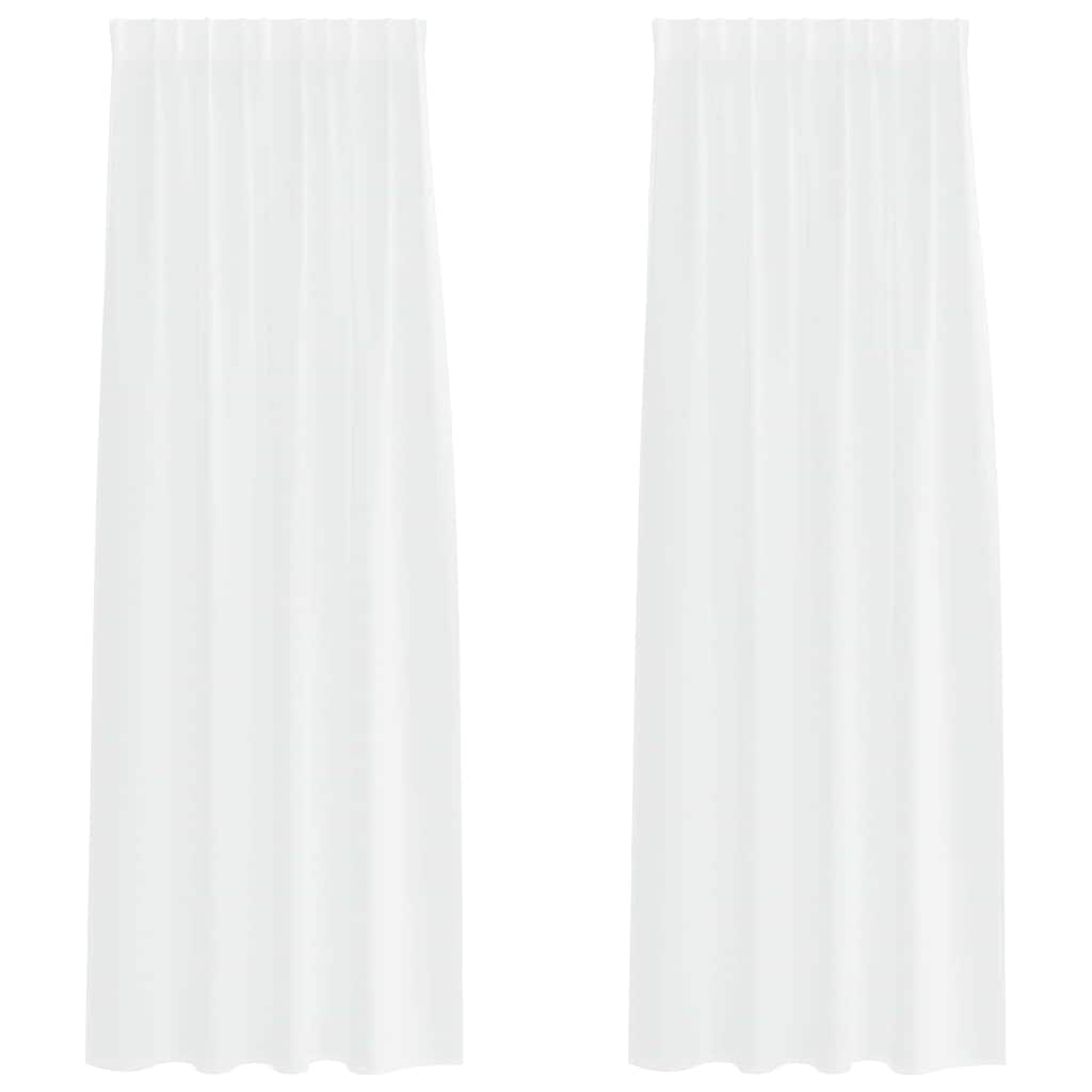 vidaXL Κουρτίνες με κουρτίνες 2 pcs Λευκό 140 x 245 εκ. Πολυεστέρας