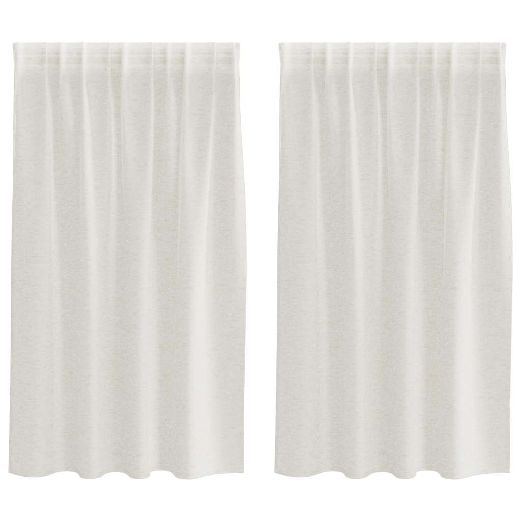 vidaXL Κουρτίνες με κουρτίνες 2 pcs Κρεμ 140 x 140 εκ. Πολυεστέρας