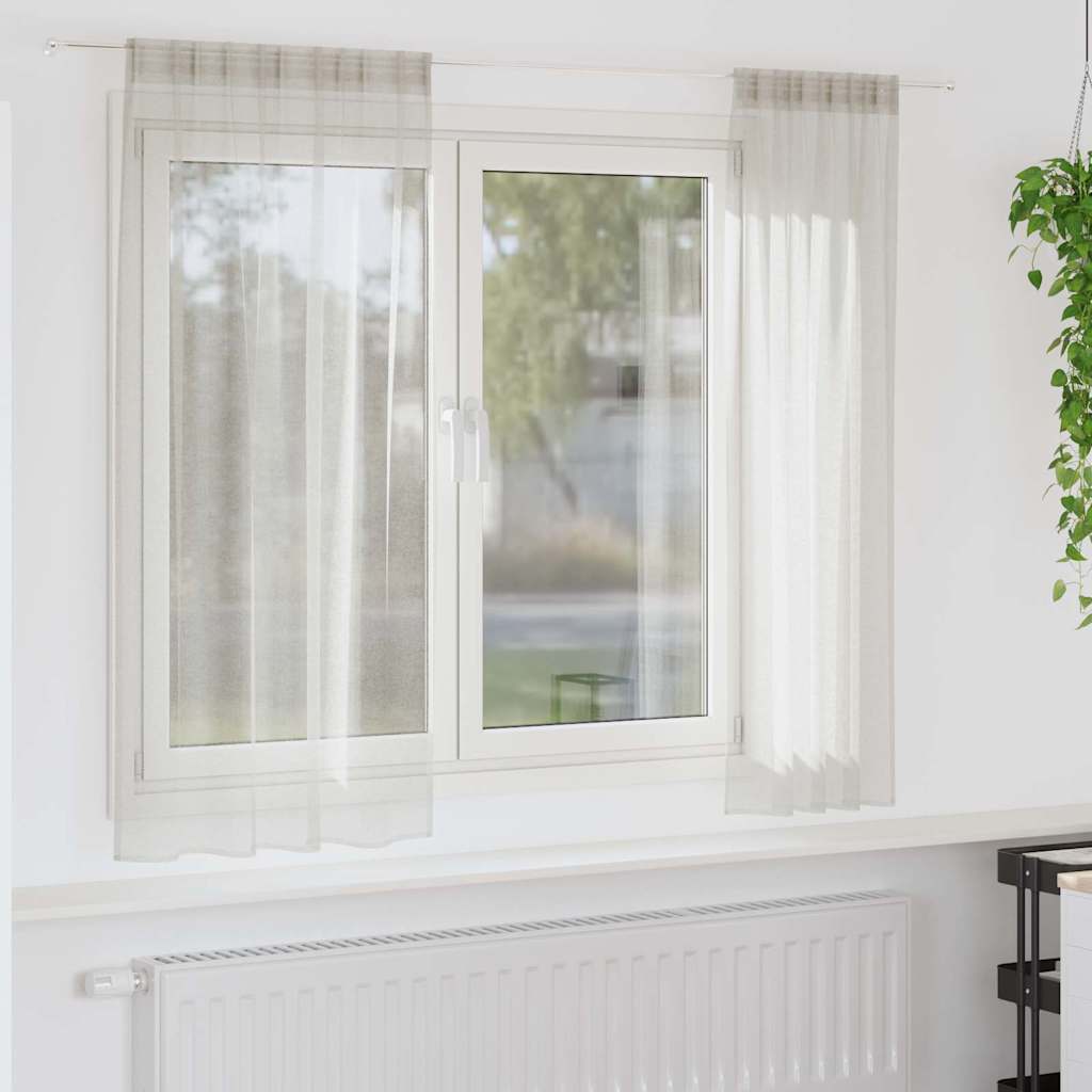vidaXL Κουρτίνες με κουρτίνες 2 pcs Κρεμ 140 x 175 εκ. Πολυεστέρας