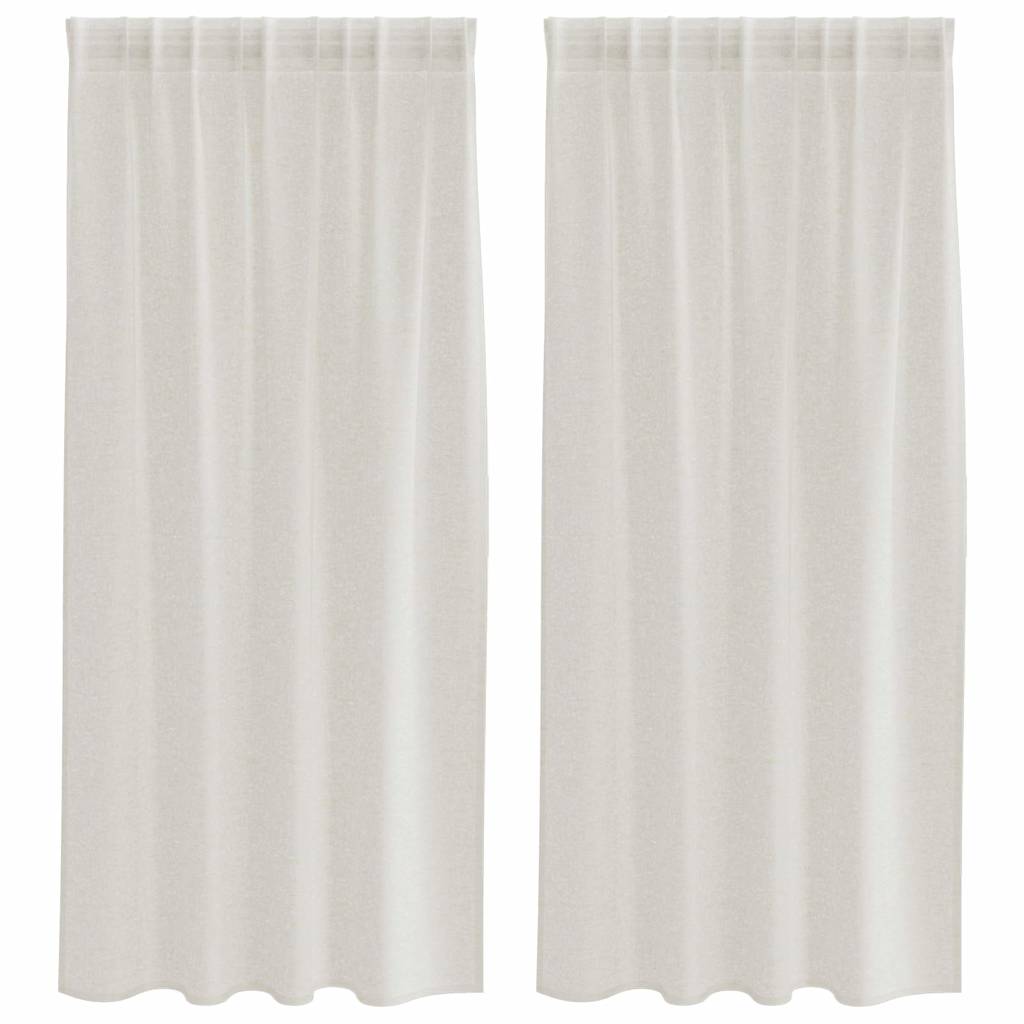 vidaXL Κουρτίνες με κουρτίνες 2 pcs Κρεμ 140 x 175 εκ. Πολυεστέρας