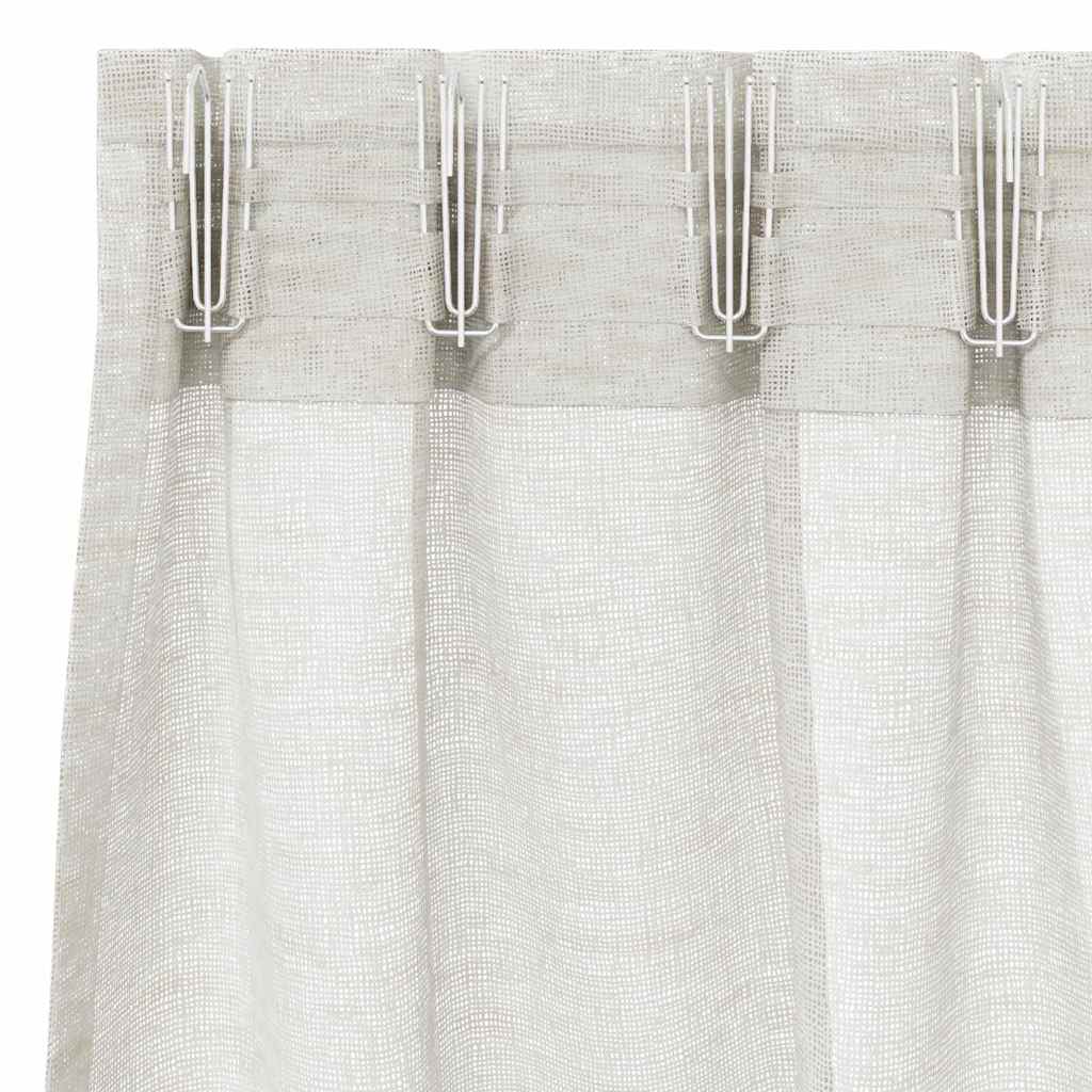 vidaXL Κουρτίνες με κουρτίνες 2 pcs Κρεμ 140 x 225 cm Πολυεστέρας