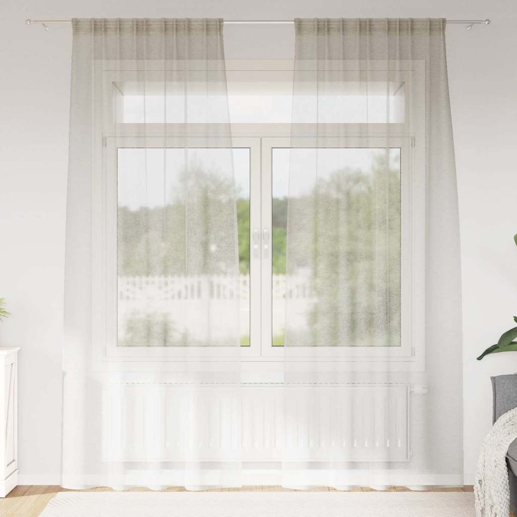 vidaXL Κουρτίνες με κουρτίνες 2 pcs Κρεμ 140 x 225 cm Πολυεστέρας