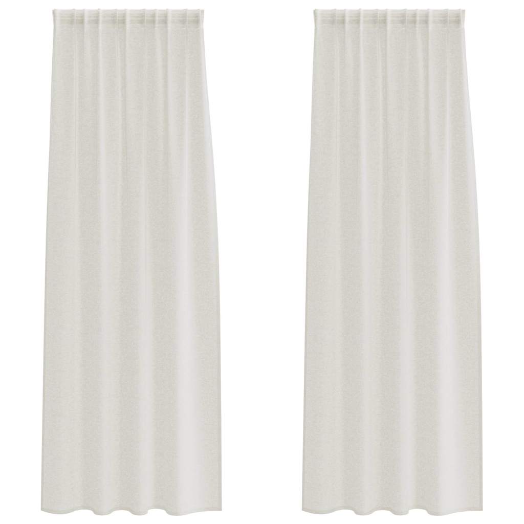 vidaXL Κουρτίνες με κουρτίνες 2 pcs Κρεμ 140 x 225 cm Πολυεστέρας