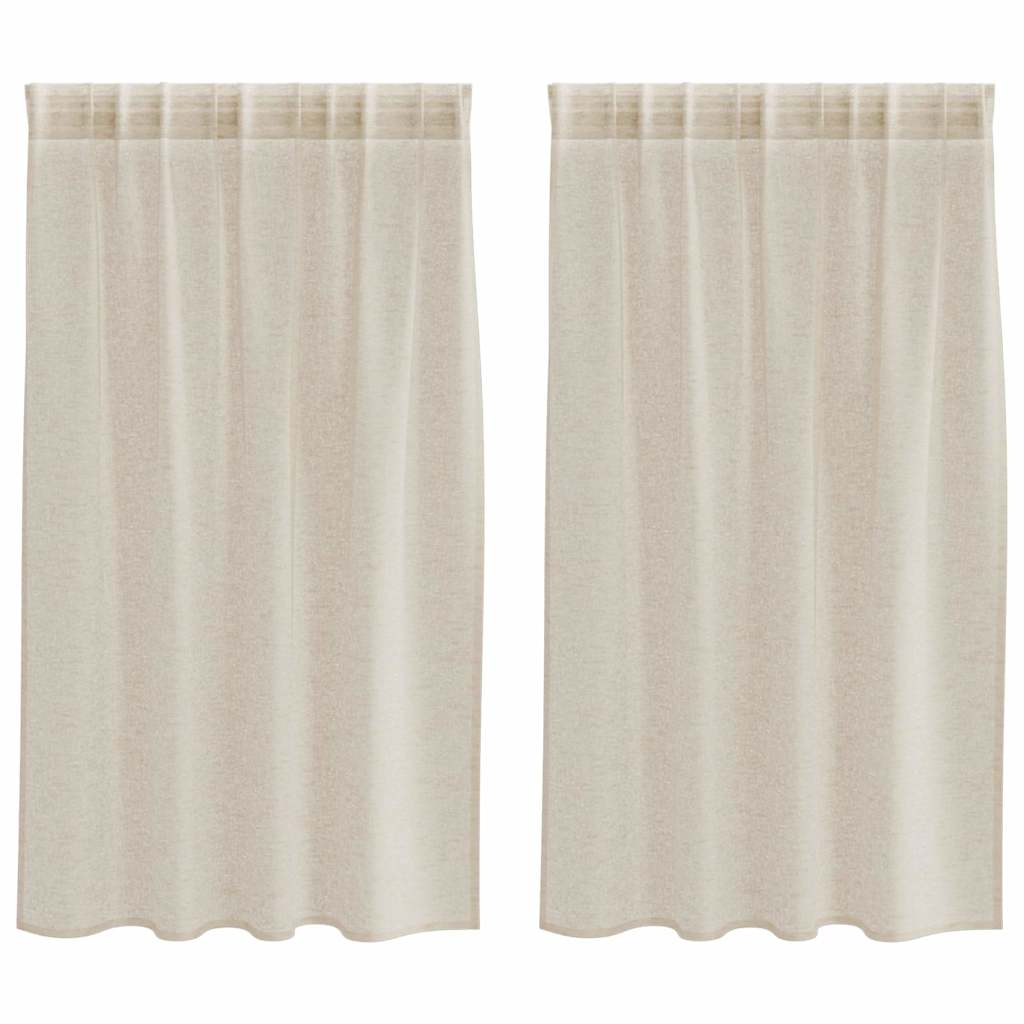 vidaXL Κουρτίνες με κουρτίνες 2 pcs Άμμος 140 x 140 εκ. Πολυεστέρας