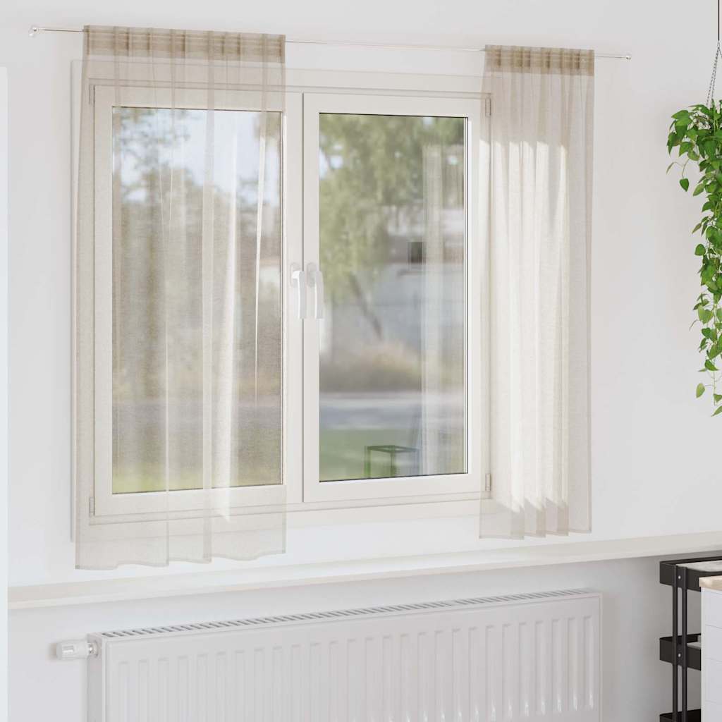 vidaXL Κουρτίνες με κουρτίνες 2 pcs Άμμος 140 x 175 εκ. Πολυεστέρας
