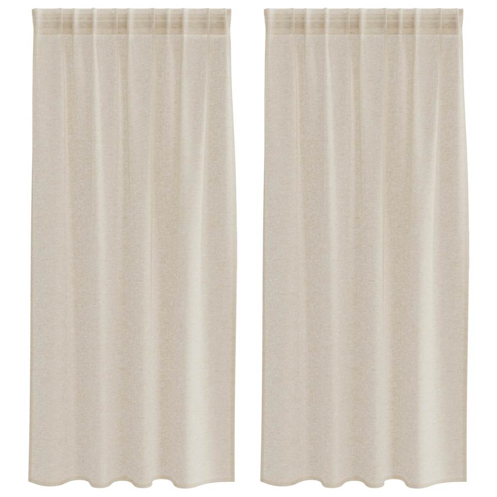 vidaXL Κουρτίνες με κουρτίνες 2 pcs Άμμος 140 x 175 εκ. Πολυεστέρας