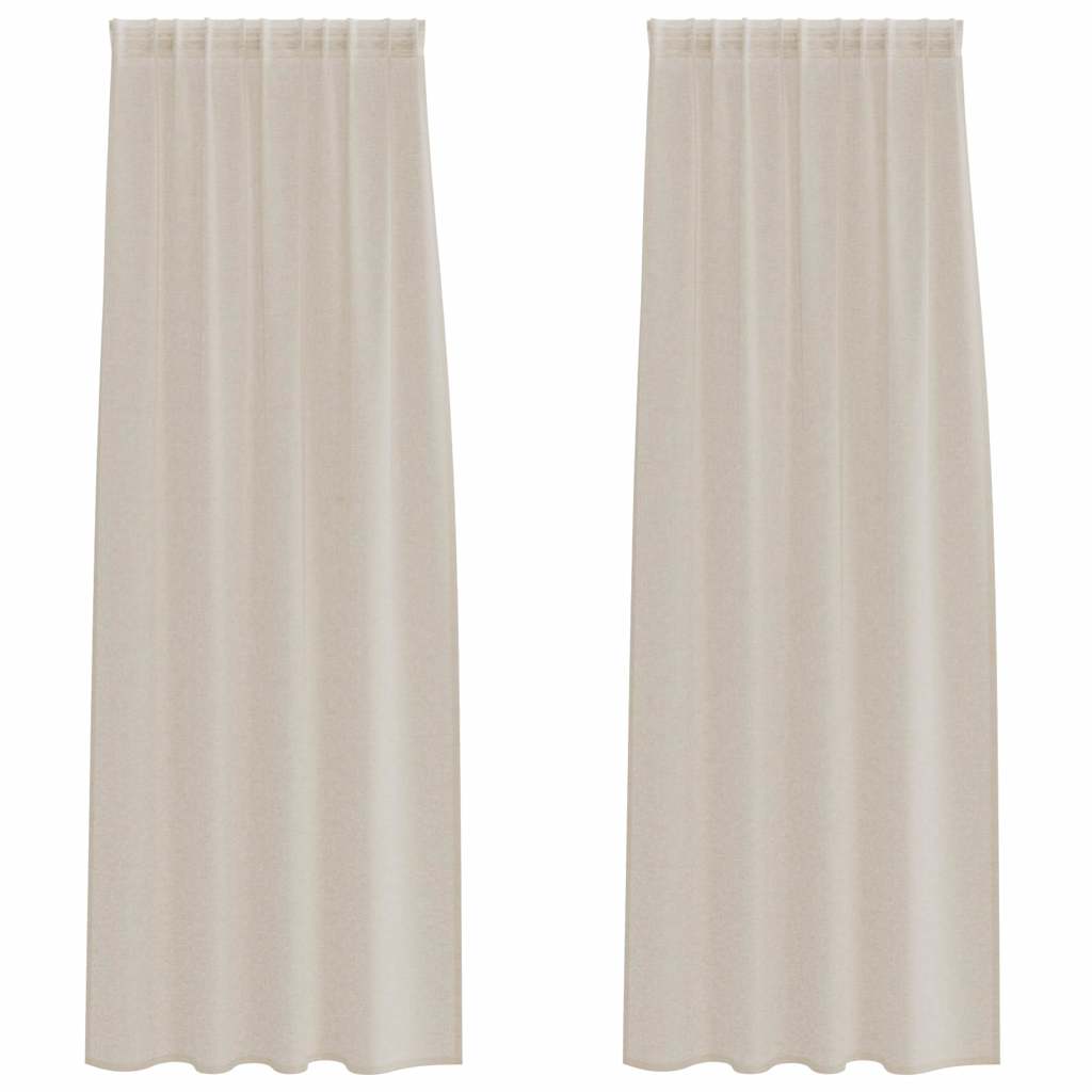 vidaXL Κουρτίνες με κουρτίνες 2 pcs Άμμος 140 x 260 εκ. Πολυεστέρας