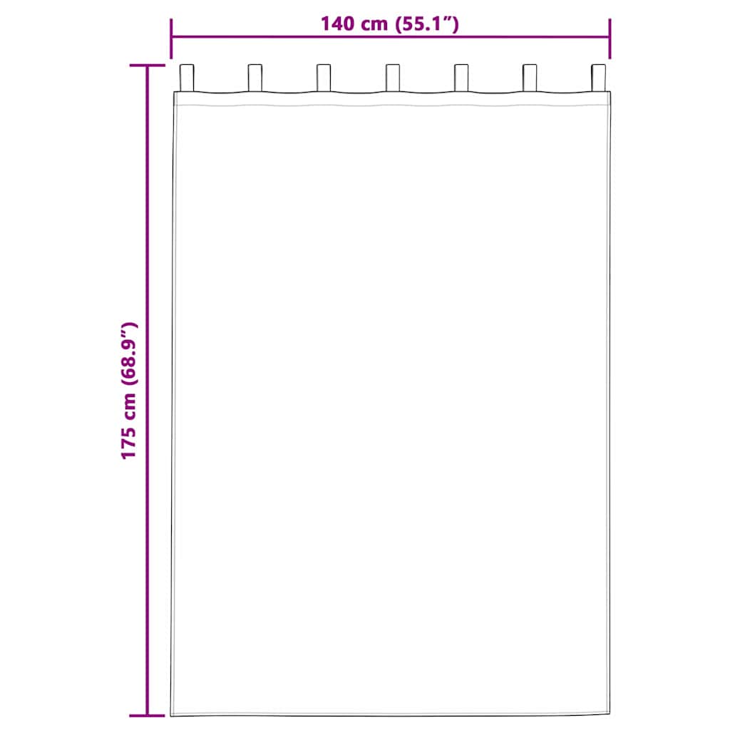 vidaXL Κουρτίνες με κουρτίνες 2 pcs Λευκό 140 x 175 εκ. Πολυεστέρας