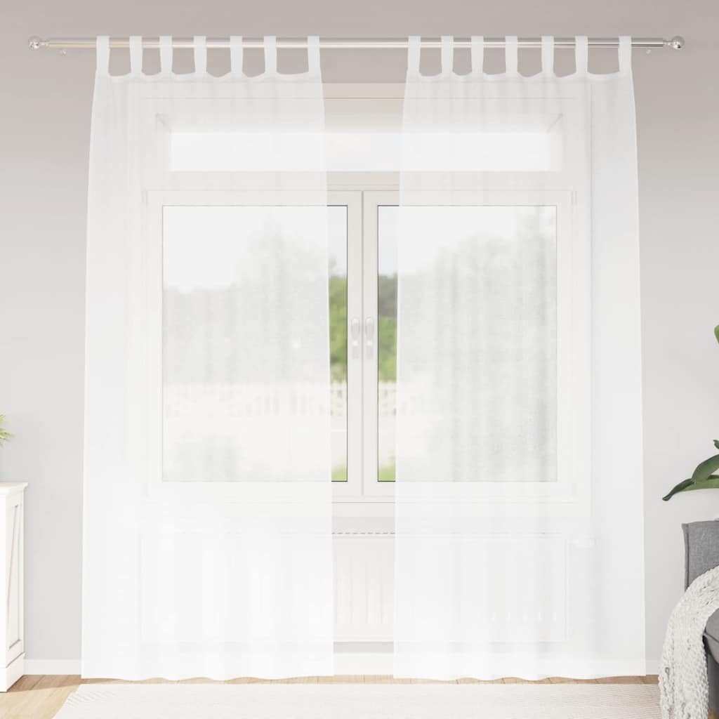 vidaXL Κουρτίνες με κουρτίνες 2 pcs Λευκό 140 x 245 εκ. Πολυεστέρας