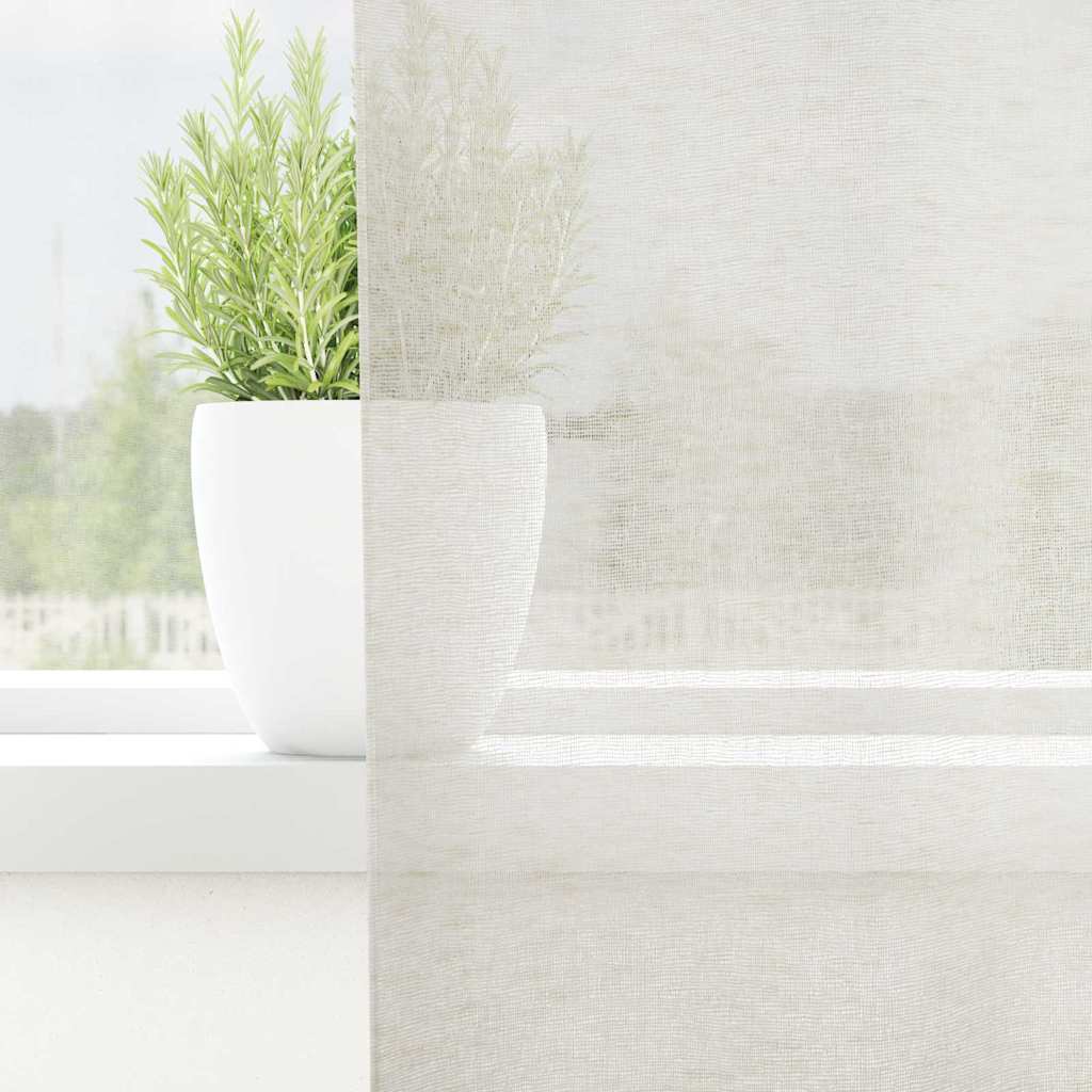 vidaXL Κουρτίνες με κουρτίνες 2 pcs Κρεμ 140 x 225 cm Πολυεστέρας