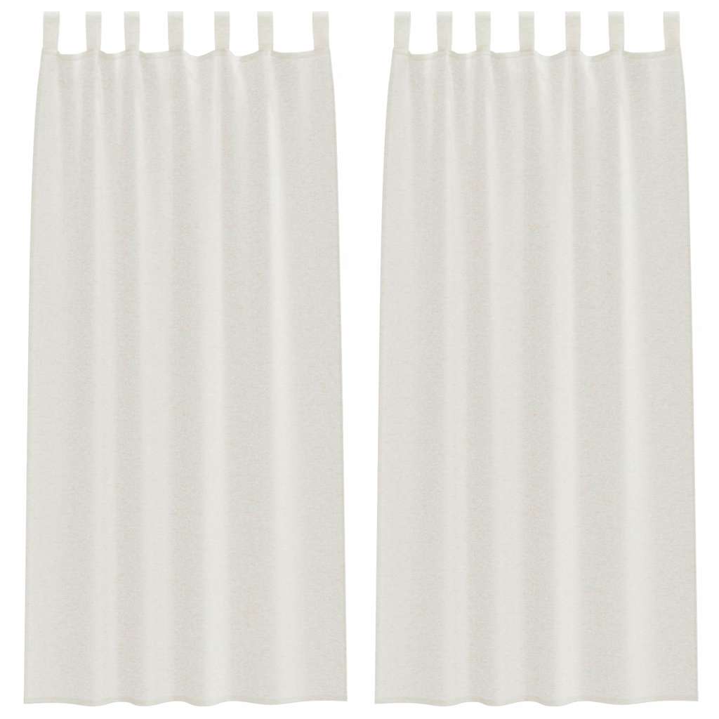 vidaXL Κουρτίνες με κουρτίνες 2 pcs Κρεμ 140 x 225 cm Πολυεστέρας