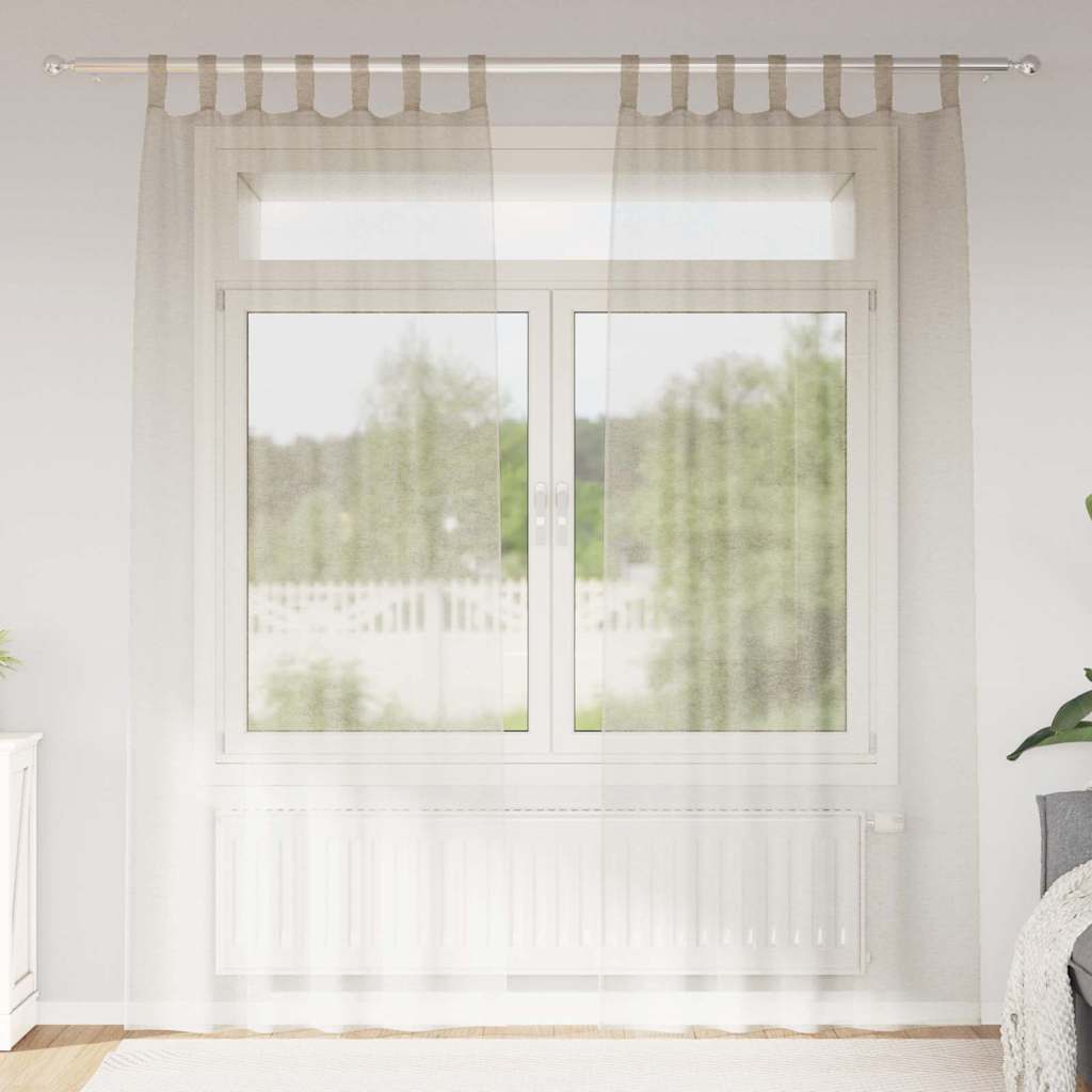vidaXL Κουρτίνες με κουρτίνες 2 pcs Άμμος 140 x 245 εκ. Πολυεστέρας