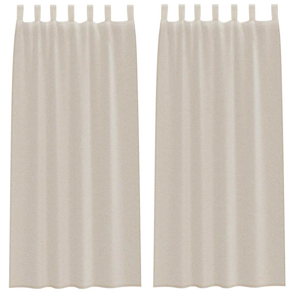 vidaXL Κουρτίνες με κουρτίνες 2 pcs Άμμος 140 x 245 εκ. Πολυεστέρας