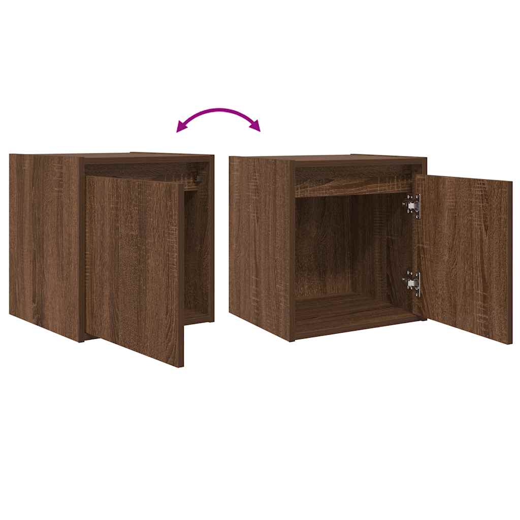 vidaXL Κομοδίνα Επιτοίχια 2 τεμ. Καφέ Δρυς 38x34x40 εκ.