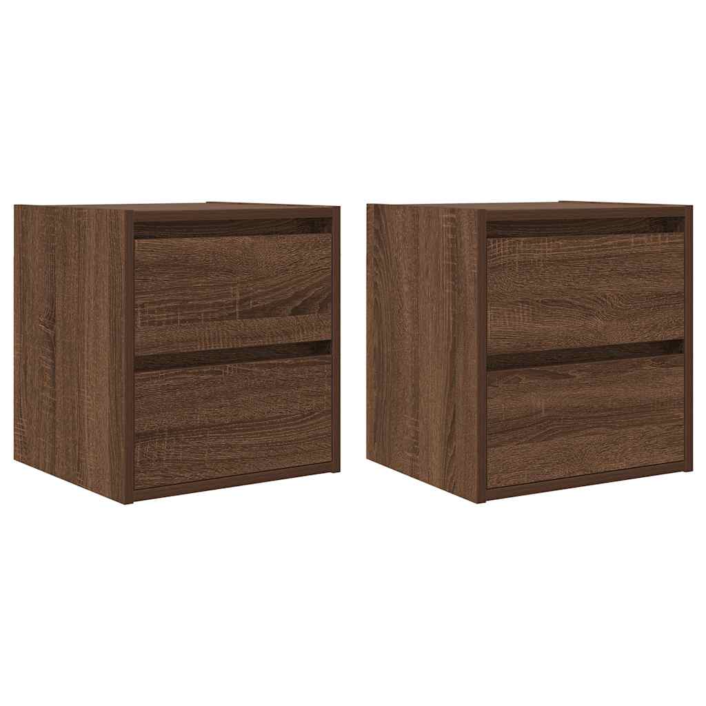 vidaXL Κομοδίνα Επιτοίχια 2 τεμ. Καφέ Δρυς 38x34x40 εκ.