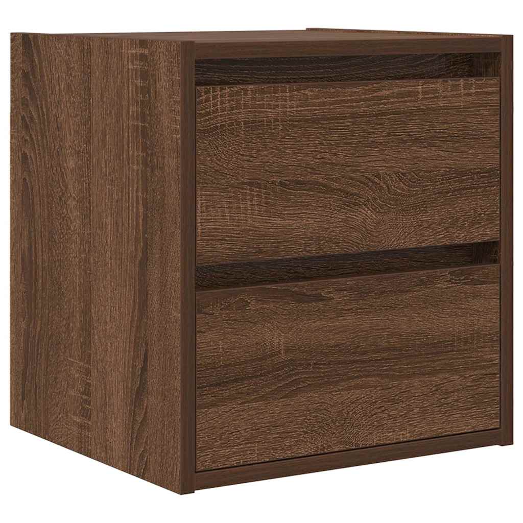 vidaXL Κομοδίνα Επιτοίχια 2 τεμ. Καφέ Δρυς 38x34x40 εκ.
