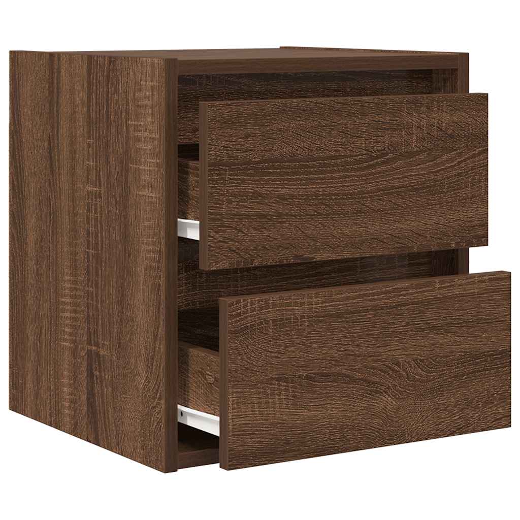 vidaXL Κομοδίνα Επιτοίχια 2 τεμ. Καφέ Δρυς 38x34x40 εκ.