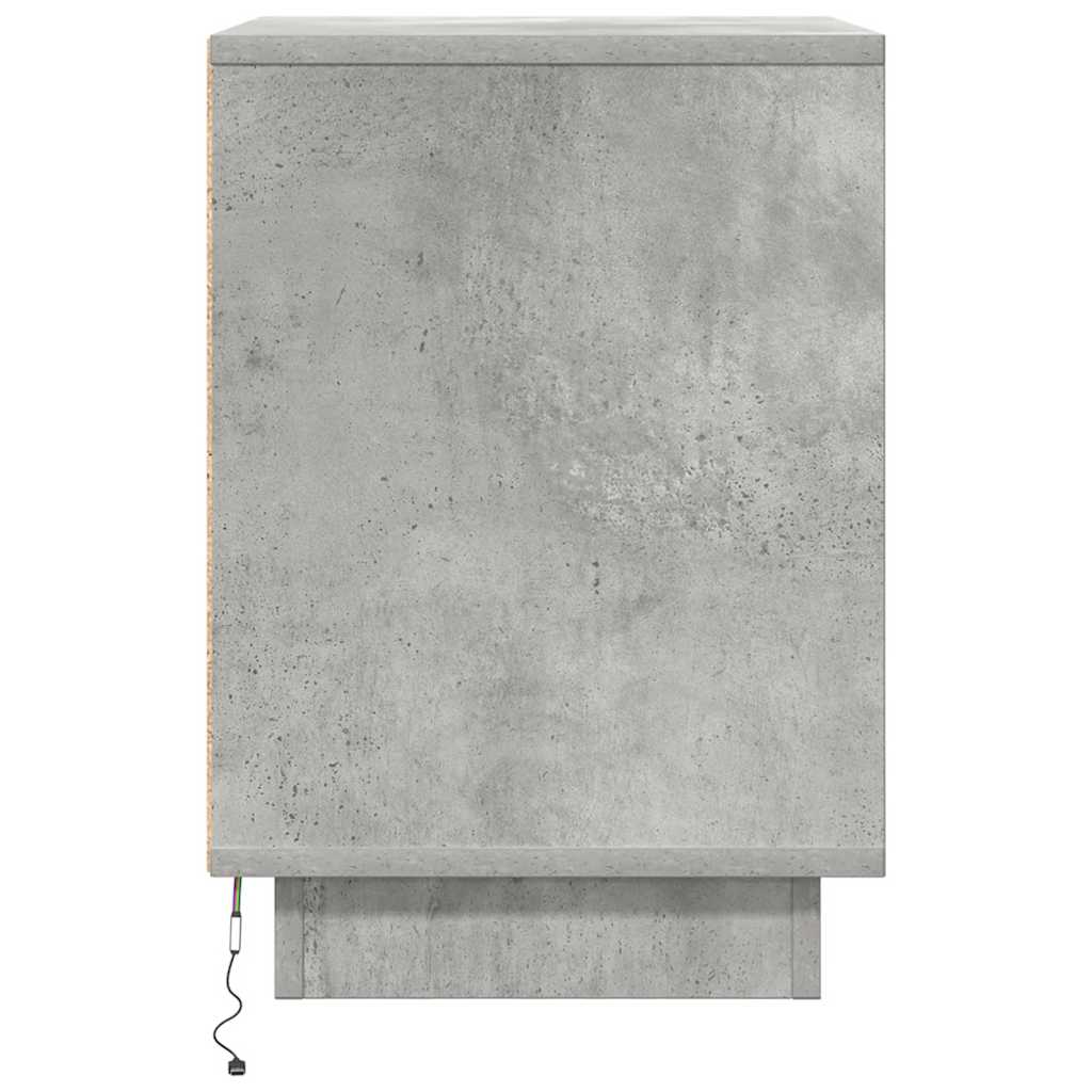 vidaXL Κομοδίνο με φώτα LED Μπετόν Γκρι 38x34x50 cm