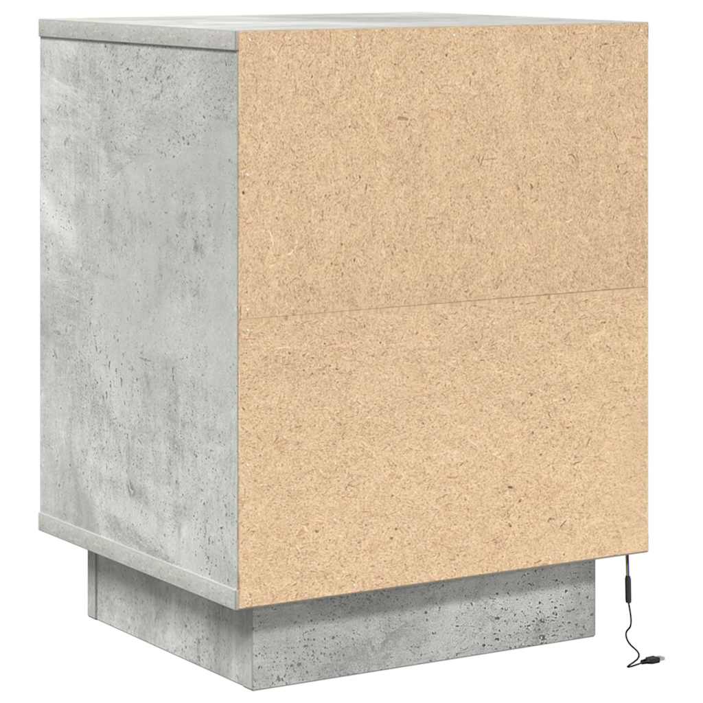 vidaXL Κομοδίνο με φώτα LED Μπετόν Γκρι 38x34x50 cm