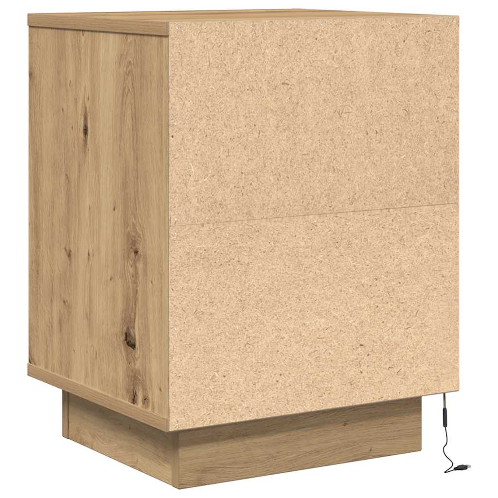 vidaXL Κομοδίνο με φώτα LED Artisan Oak 38x34x50 cm