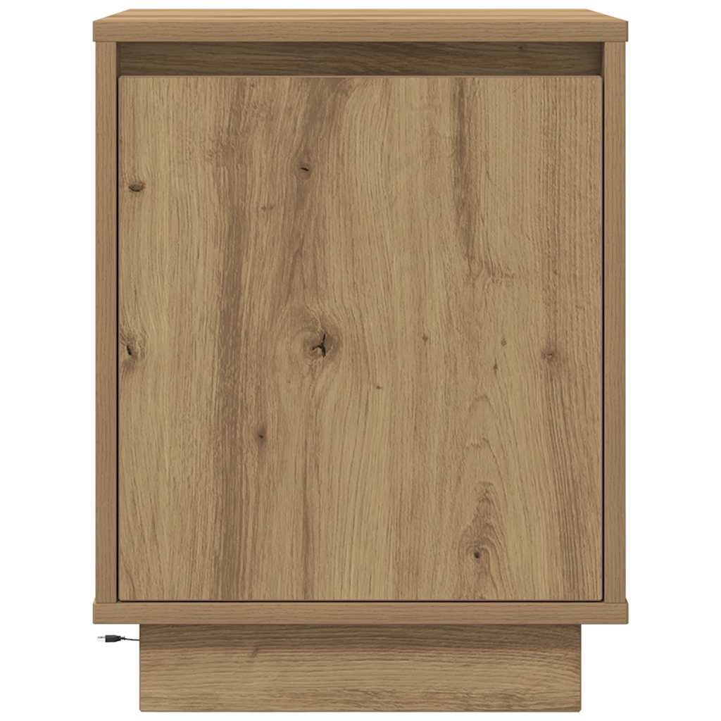 vidaXL Κομοδίνα με φώτα LED 2 τεμάχια Artisan Oak 38x34x50 cm
