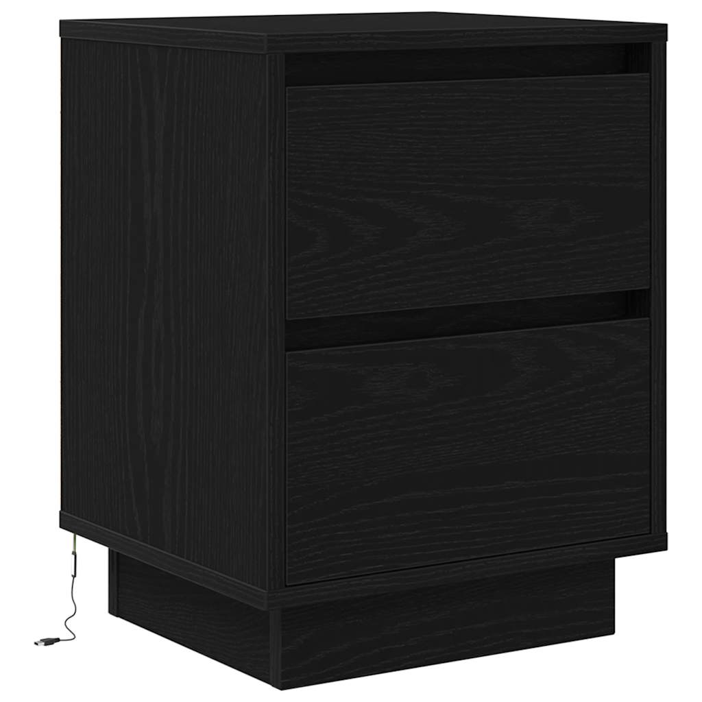 vidaXL Κομοδίνο με φώτα LED Μαύρο 38x34x50 cm