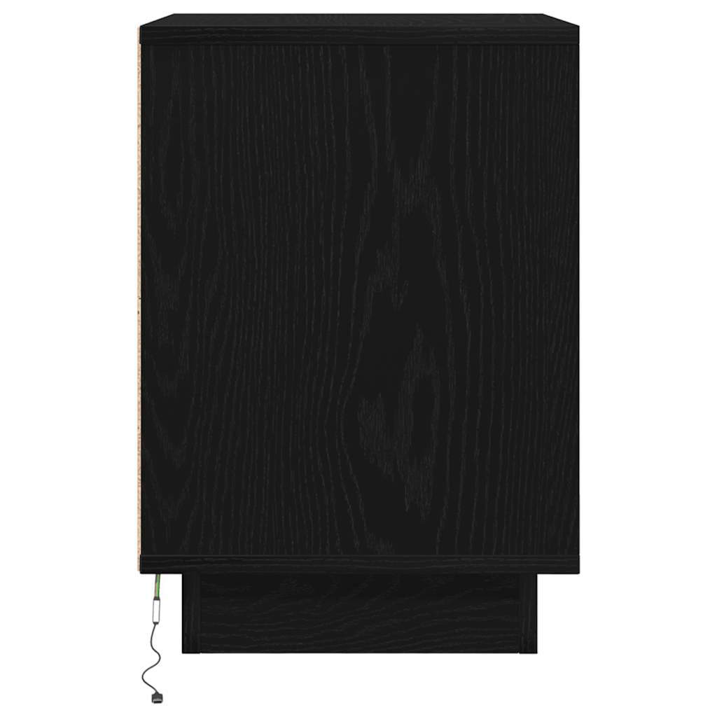 vidaXL Κομοδίνο με φώτα LED Μαύρο 38x34x50 cm