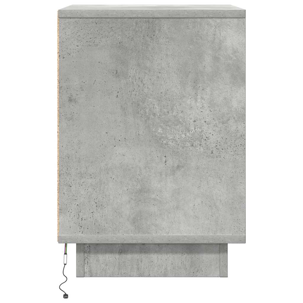 vidaXL Κομοδίνο με φώτα LED Μπετόν Γκρι 38x34x50 cm