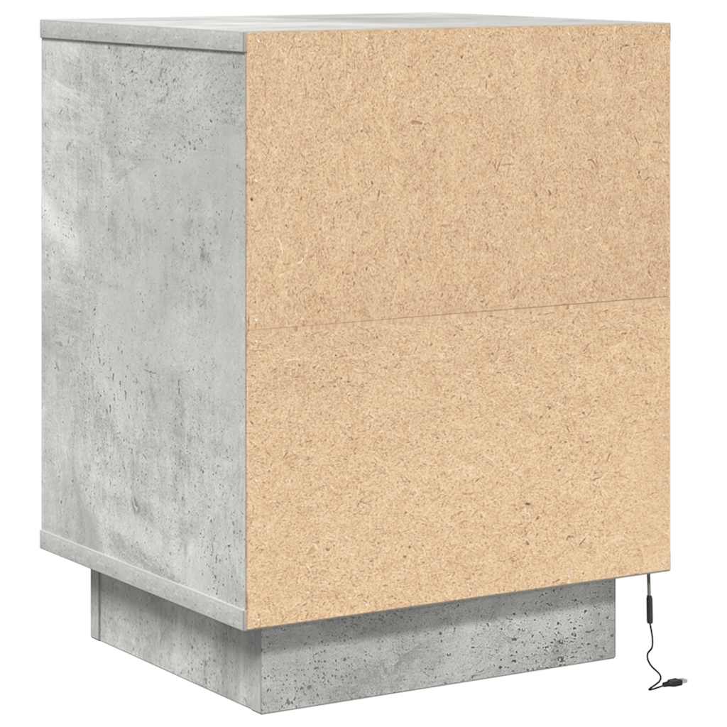 vidaXL Κομοδίνο με φώτα LED Μπετόν Γκρι 38x34x50 cm