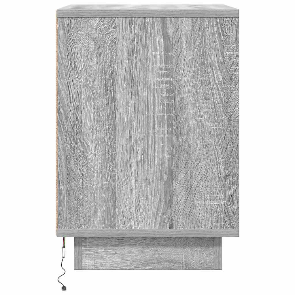 vidaXL Κομοδίνο με φώτα LED Γκρι Sonoma 38x34x50 cm