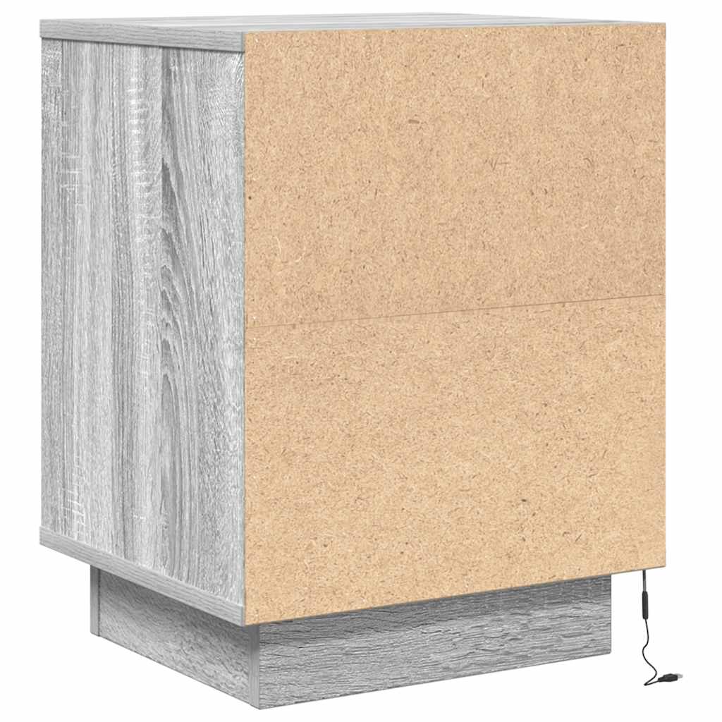 vidaXL Κομοδίνο με φώτα LED Γκρι Sonoma 38x34x50 cm