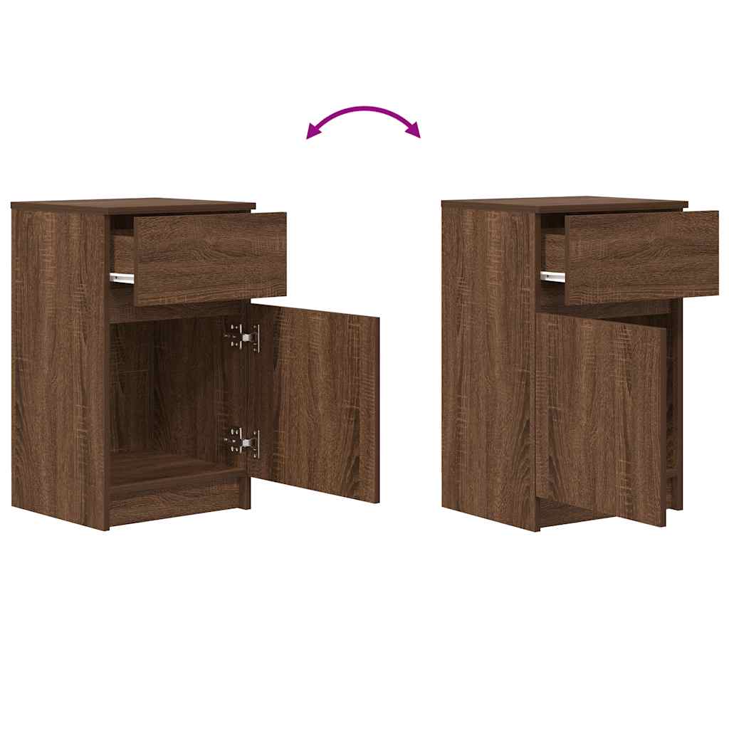 vidaXL Κομοδίνο Καφέ Δρυς 39x35x65 εκ. από Επεξεργασμένο Ξύλο