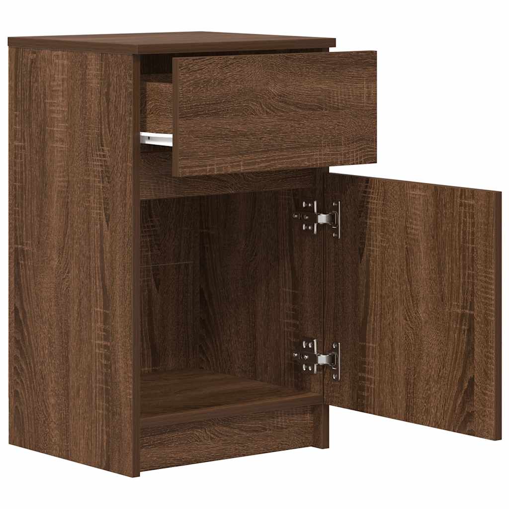 vidaXL Κομοδίνα 2 τεμ. Καφέ Δρυς 39x35x65 εκ. Επεξεργασμένο Ξύλο