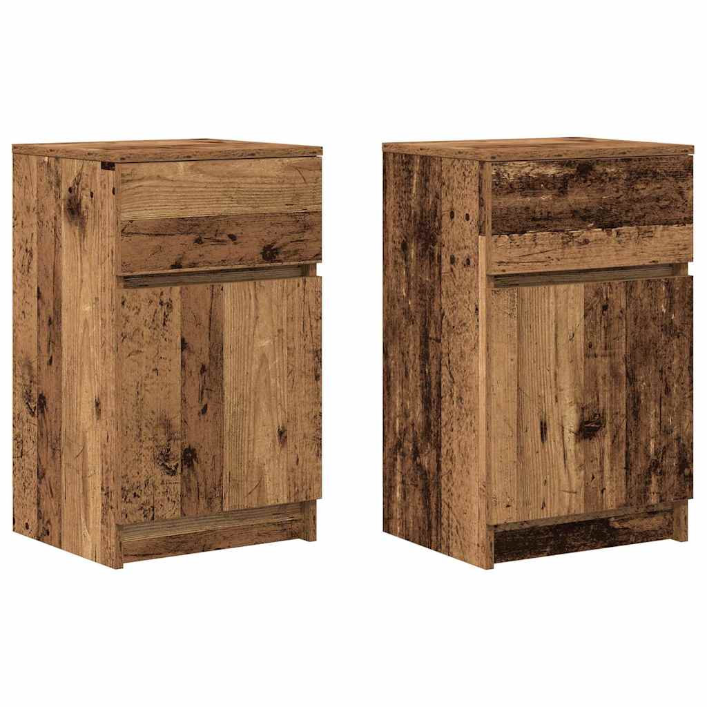 vidaXL Κομοδίνα 2 τεμ. Όψη Παλαιού Ξύλου 39x35x65 εκ. από Επεξ. Ξύλο