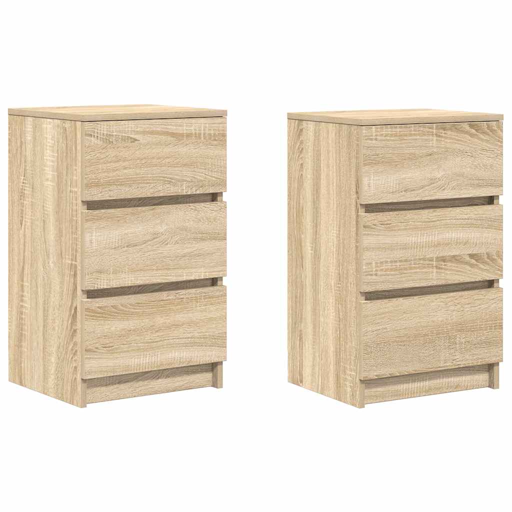 vidaXL Κομοδίνα με 3 συρτάρια 2 τεμάχια Sonoma Δρυς 39x35x65 εκ.