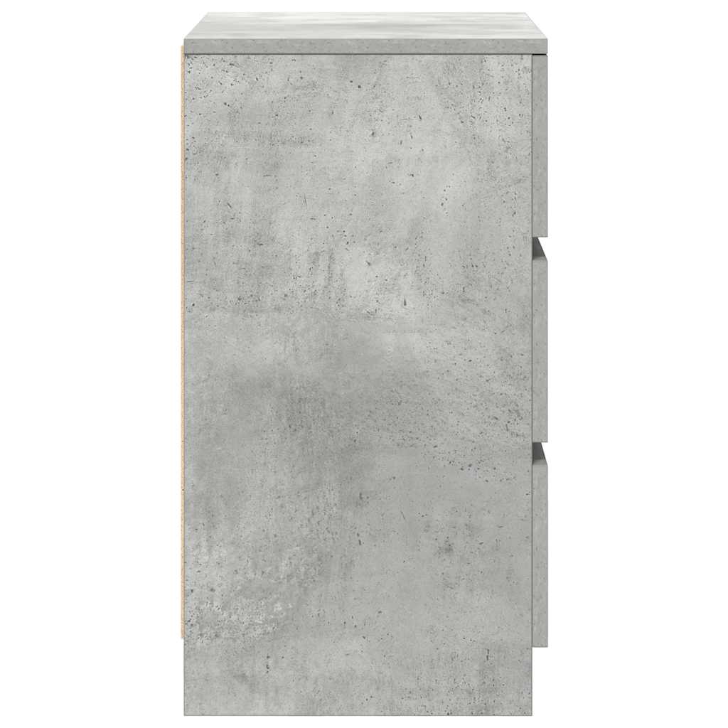 vidaXL Κομοδίνο με 3 συρτάρια Μπετόν Γκρι 39x35x65 εκ.
