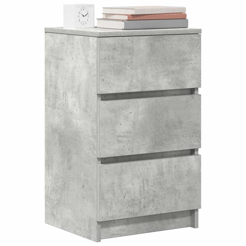 vidaXL Κομοδίνα με 3 συρτάρια 2 τμχ Μπετόν Γκρι 39x35x65 εκ.