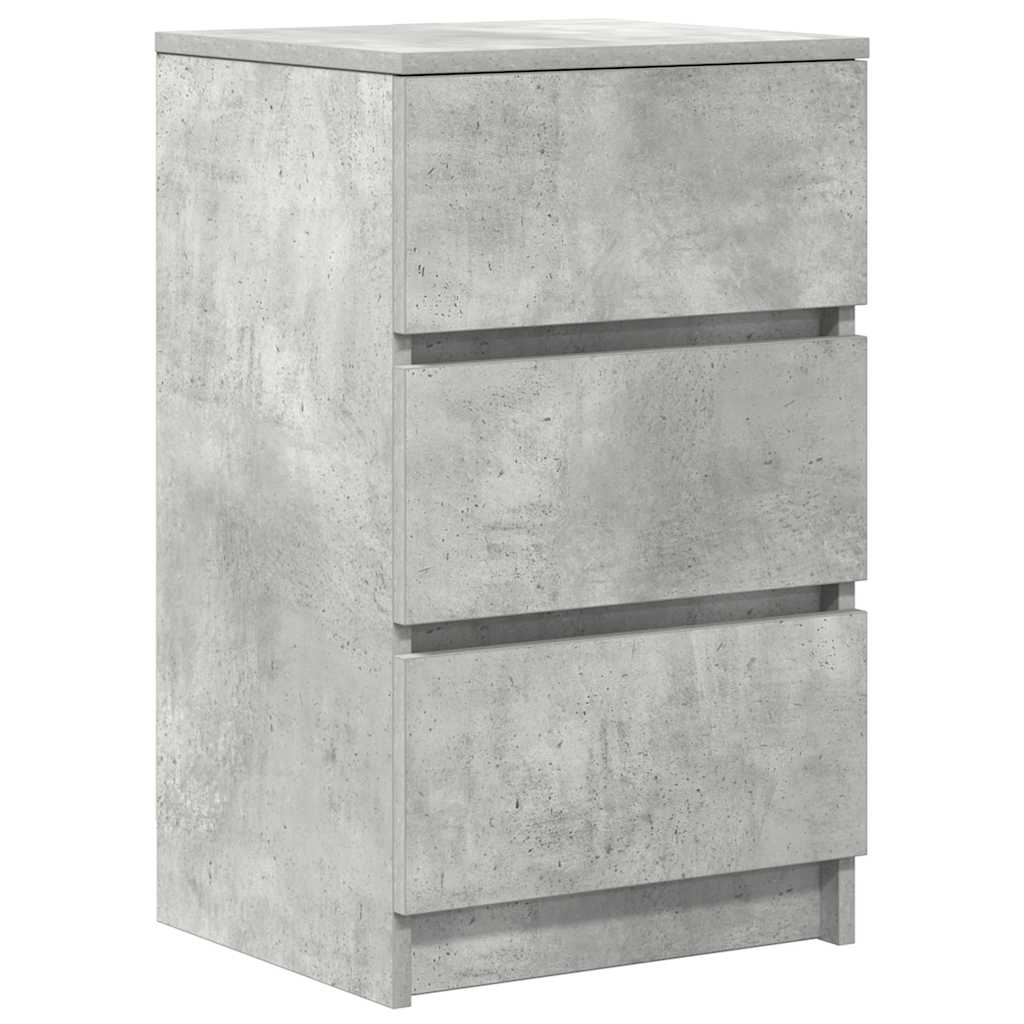 vidaXL Κομοδίνα με 3 συρτάρια 2 τμχ Μπετόν Γκρι 39x35x65 εκ.
